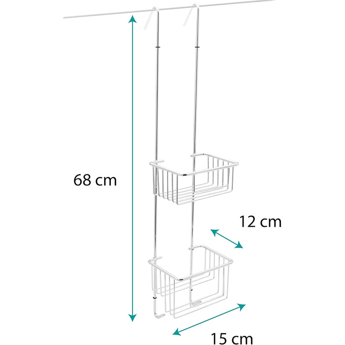 Підвісна полиця для душу Kowald Design, хром, вузька, 68x15x12 см