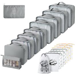Набір органайзерів для валізи 18 шт, водонепроникні Packing Cubes, сірий - багатофункціональні тревел-органайзери для подорожей з чохлами для одягу