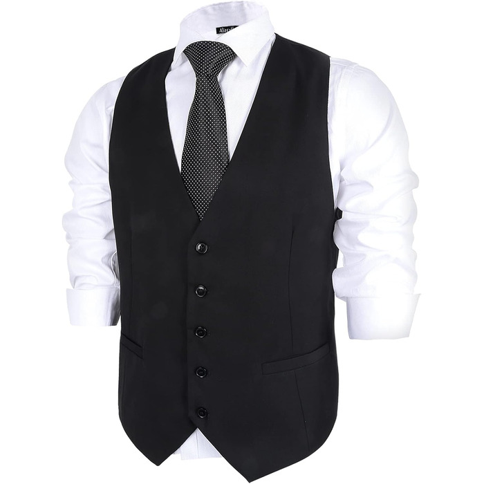 Чоловіча жилетка Alizeal для ділового костюма, однотонна, класичний крій, смокінг, чорна, L