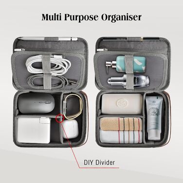 Органайзер для кабелів WIWU з ручкою, велика місткість, для аксесуарів електроніки, переносний, для подорожей, офісу, школи, зарядних пристроїв, кабелів, повербанків, жорстких дисків (сірий)