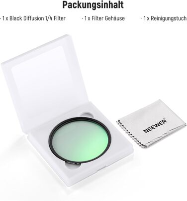 Фільтр NEEWER 52mm Black Diffusion 1/4 - ефект Nebel/Dreamy/Cinematic для відео та портретної зйомки