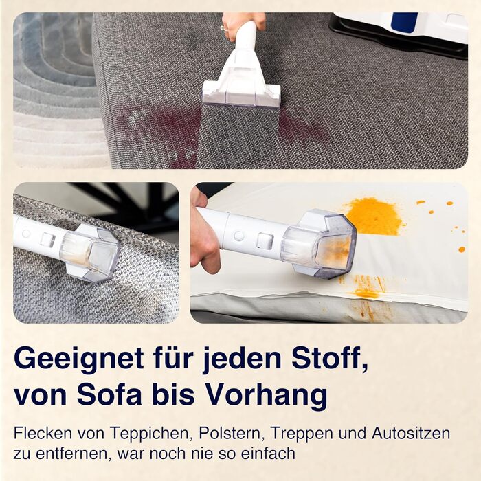 Портативний чистий для килимів та м'яких меблів Samako – 400W, 2 великі резервуари для води, для всіх типів тканини