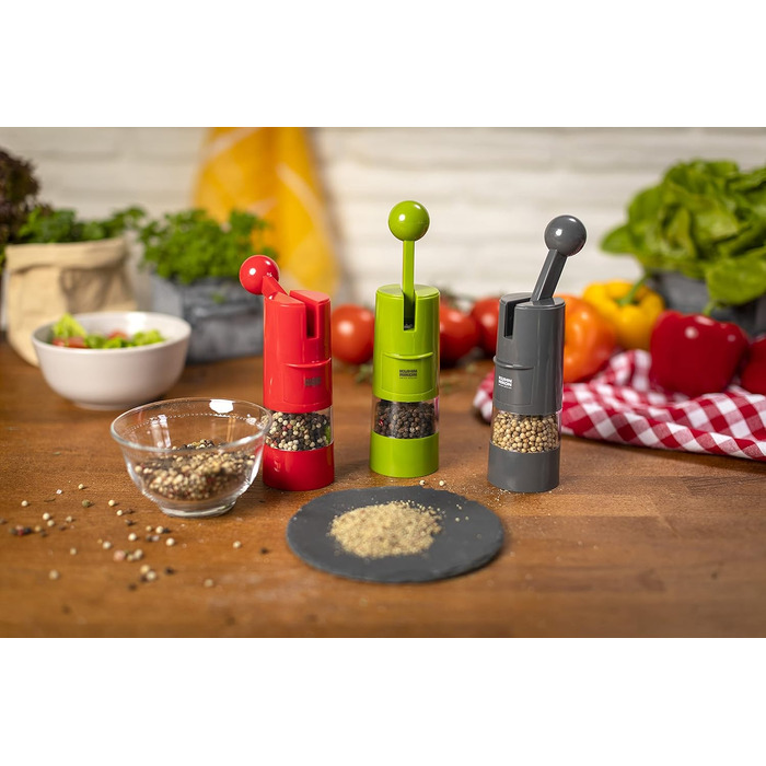 KUHN RIKON Salt and Pepper Grinder Ratchet Grinder, Manual Spice Grinder, Grey, Adjustable Ceramic Grinder