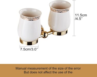 Golden Bathroom Toothbrush Holder, Gold Crystals, Bathroom Hardware (Double Toothbrush holder, Bright Gold)