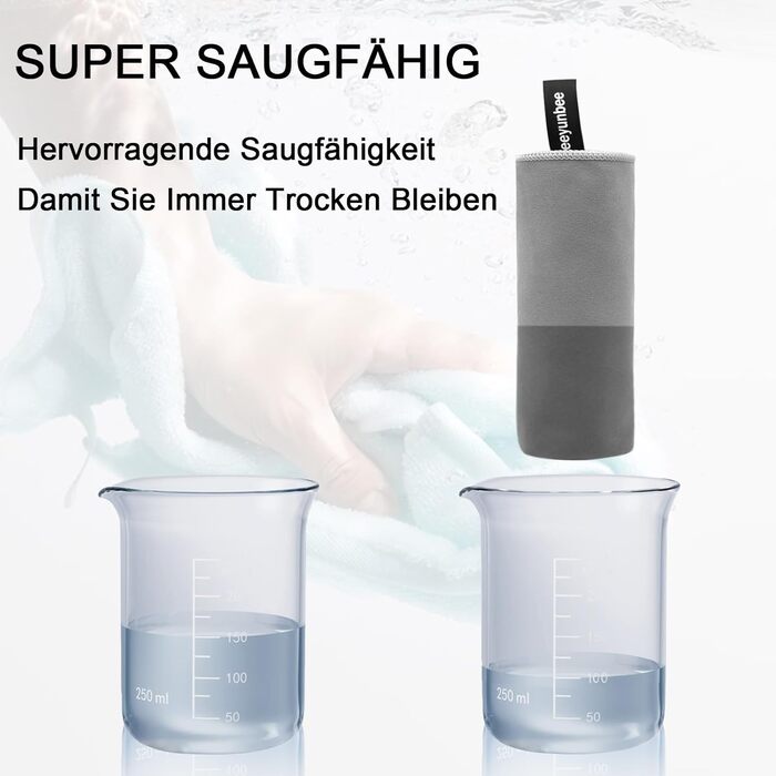 Набір рушників Leeyunbee з мікрофібри (2 шт.) - 160x80 см + 80x40 см, швидковисихаючі, для спорту, подорожей, пляжу (світло-сірий)