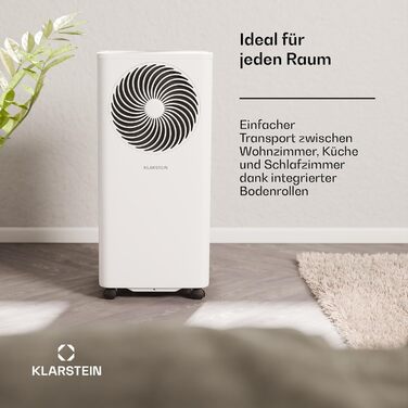 Klarstein Aero Ring Mobile Klimaanlage: мобільний кондиціонер 9000 BTU з функцією охолодження, осушення та вентиляції, керування через додаток та голосове управління, для приміщень до 31 м², енергоефективність A, R290, легкі ролики