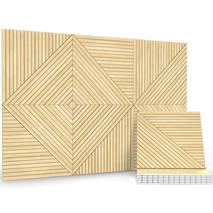 Акустичні панелі JBER, самоклеючі звукопоглинаючі стінові панелі для офісу, студії та дому, 6 шт, 180 x 120 см, колір білий віск/тик