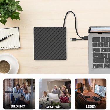 Зовнішній DVD-привід BENEWY USB 3.0 та USB-C, CD/DVD гравер для ноутбука та ПК (Windows, macOS, Linux)