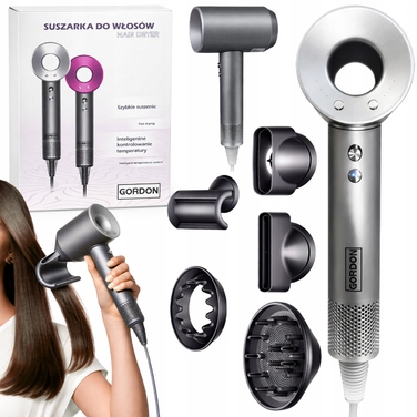 Професійний фен для волосся Dryer 6в1, 1600 Вт, з іонізацією та дифузором, сріблястий