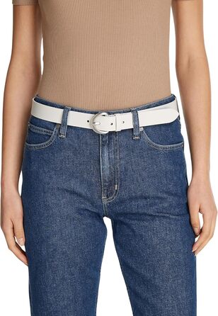 Ремінь жіночий Calvin Klein Classic з пряжкою, шкіра, 95 см, сірий (Vapor White)