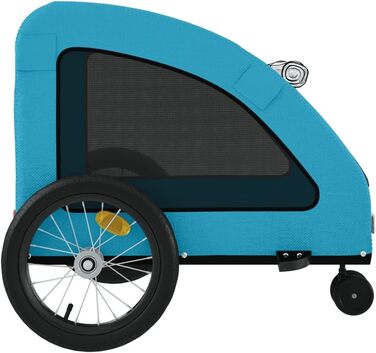 Фургон для собак VidaXL - блакитний, до 30 кг, з прапором та відбивачами, Oxford-Gewebe, 63.5 x 124.5 x 66 см