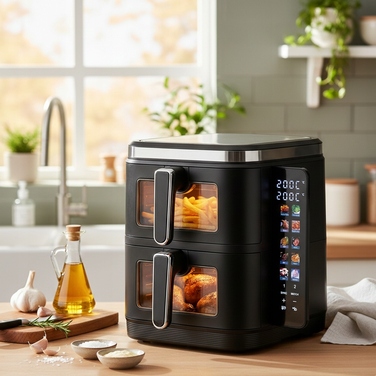 Аерофритюрниця AirDweller Air Fryer з двома чашами, 11 л, 2800 Вт, чорна