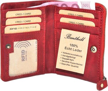 Benthill Small Wallet Genuine Leather - Women's Wallet with RFID Protection - 6 Card Slots - Slim Wallet including Gift Box, Color: Black