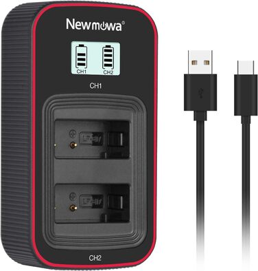 Зарядний пристрій Newmowa з LCD-дисплеєм Dual USB для Canon LP-E17 (EOS M3, M5, M6, 200D, 250D, 750D, 760D, 800D, Rebel T6i, T6s, 8000D, 9000D, Kiss X8i, Kiss X9, Rebel SL3)