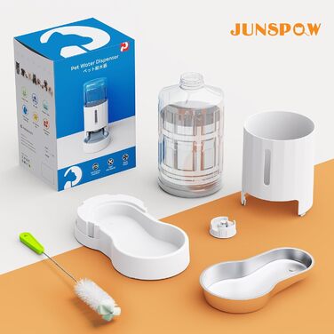 Автоматична годівниця для води JunsPow 4L з нержавіючою чашею: диспенсер для собак та котів, білий