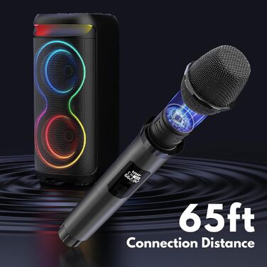 Караоке машина HWWR T20 з 2 мікрофонами, Bluetooth, RGB-підсвічуванням, TF/USB, AUX, Rec. Партійна колонка для дому та вечірок. Підтримка TWS.