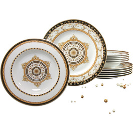 Creatable 15086, Majestic Series black, 12-piece tableware set, porcelain, multicolored, 31x30x24 cm
