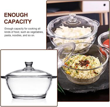 Cabilock Glass Pot Soup Pot Glass Pot Induction Pot Glass Pan Heat-Resistant Glass Pot Borosilicate Glass Pot Braising Pot Noodle Bowl For Transparent M Yogurt Casserole