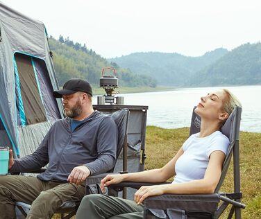 Крісло для кемпінгу Timber Ridge XXL, 230 кг, широке сидіння 62 см, висока спинка, підсклянник, міцні підлокітники для кемпінгу, пікніка, саду та балкону