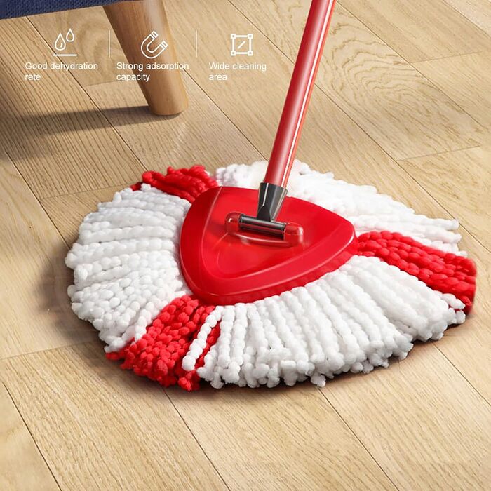 6-Piece Replacement Heads for Queta Spin Mop - Microfiber Mop Refill Head, 360° Spin Mop for Home Cleaning, Effective Cleaning of Heavy Dirt