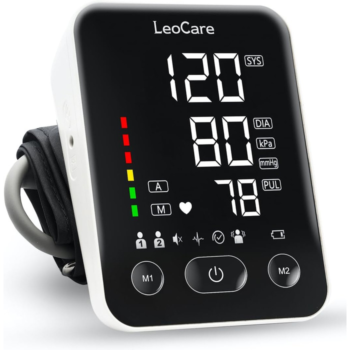 Тонометр LeoCare 528 для вимірювання артеріального тиску на плечі, CE-сертифікований, з функцією виявлення аритмії, для домашнього використання