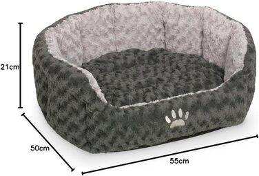 Ліжко овальне для собак та котів Nobby Seoli, 65x57x22 см, сірий/світло-сірий
