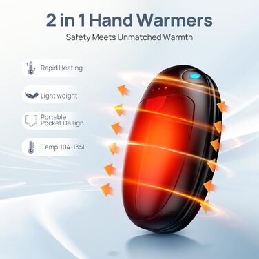 Електричні грілки для рук, набір 2 шт. - USB, 20 годин тепла, 3 температурні режими, для спорту та Raynaud's/Артрит, чорний