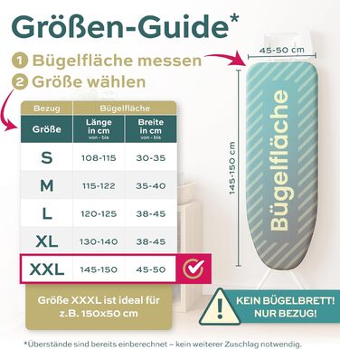 Покриття для прасувальної дошки Turbo 120x40 см - відбиває тепло для швидкого прасування, легко кріпиться, 2 кишені, сертифікат OEKOTEX 100, сірий/білий (XXL)
