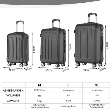 Чохол-валіза Beibye з кодовим замком, 4 колеса, чорний, 55 см