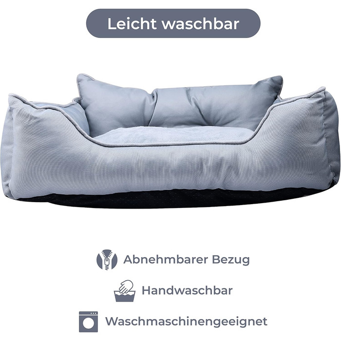 UNITED COLORS OF BENETTON. Pets - Dog Bed, Ergonomic Bed, for Medium-Sized Dogs, Made of Polyester, Machine Washable, Grey, Size M, 65x50x20 cm
