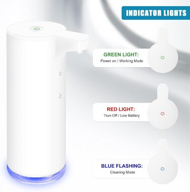 Mamiddle Automatic Soap Dispenser Stainless Steel with Sensor Infrared Foam Soap Dispenser Electric IPX5 Waterproof USB-C Charging with Infrared Motion Sensor for Kitchen & Bath (White)