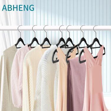 20 шт. Плечі для одягу з неслизьким покриттям, обертаються на 360°, товщина 0,5 см, довжина 42 см, для пальто, суконь, сорочок, APY03G (Чорний + Срібло)