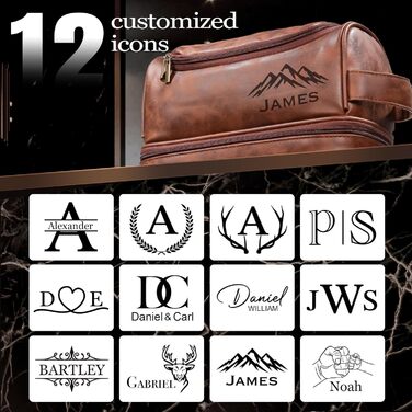 Чоловіча косметичка Easycosy з лазерним гравіюванням імені, з можливістю підвішування, з натуральної шкіри, червоно-коричневого кольору, двошарова