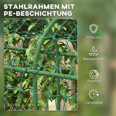 Outsunny Climbing Plant Trellis Support, Adjustable Obelisk, Plant Grid with Net, Plant Frame Steel Green 43 x 182 x 183 cm for Garden Balcony