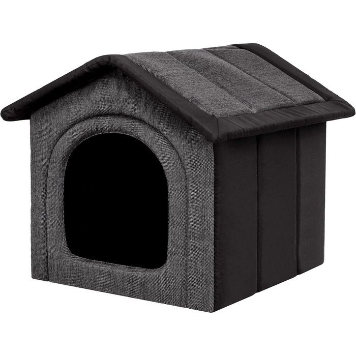 Будка для собак, лежанка для собак, будиночок для котів Mittel L 52x46x53 см, графіт з чорним