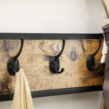 HOMCOM Wardrobe in Industrial Design, 1 Memo Board, 1 Shoe Bench, 8 Clothes Hooks, 1 Storage Bag, Black + Brown