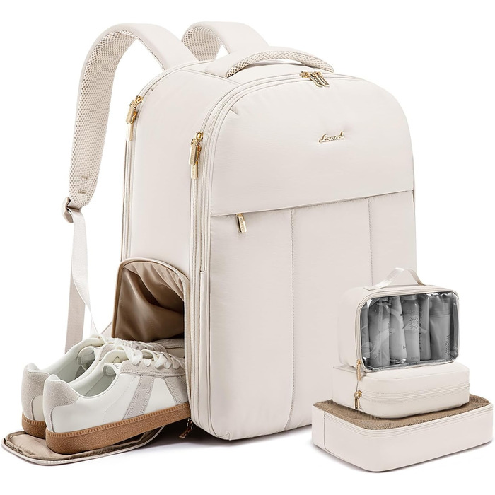 Рюкзак для ручної поклажі OVEVOOK для жінок, 40 л, для подорожей, з відділенням для взуття, для ноутбука 17 дюймів, водонепроникний, для бізнес-поїздок та вихідних (білий, L)