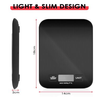 Кухонні ваги Tekenewbse: цифрові, 10 кг, точність 1 г, LCD-дисплей, чорний колір. Ідеально для приготування їжі та випічки.