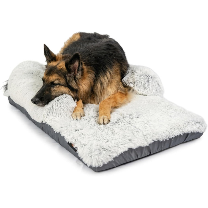 Круглий лежак для тварин Best Friends by Sheri Calming Donut Lux - штучне хутро, 58x58 см, сірий (з валиком для шиї)