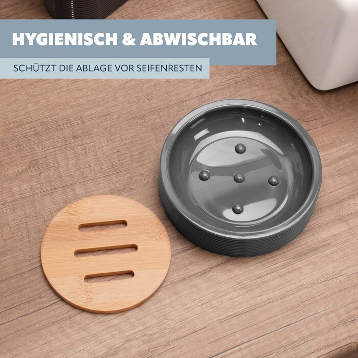 Підставка для мила Bremermann Segno з бамбука та пластику (сіра)