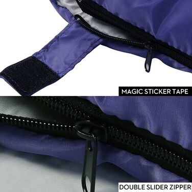 SOULOUT 3-4 Season Sleeping Bag - Waterproof Lightweight Sleeping Bag for Camping, Travel & Outdoor Activities - Ideal for Adults & Kids - 220x83cm (Purple/Right Zip)