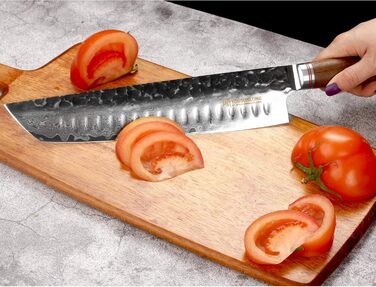 Японський кухонний ніж YOUSUNLONG Gyuto 255мм з дамаської сталі - професійний кухонний ніж з дерев'яною ручкою та піхвою