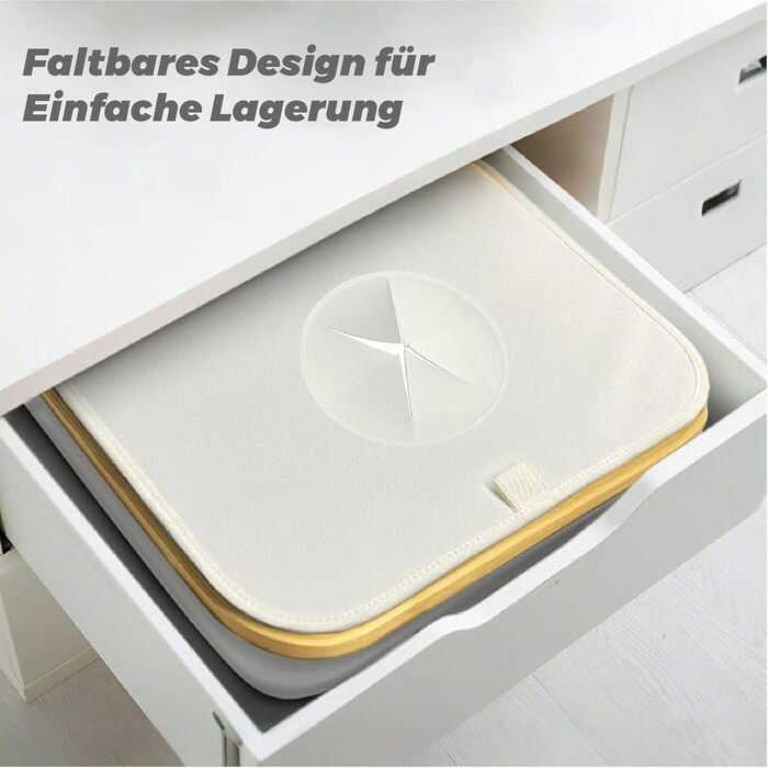 Laundry basket with 2 compartments, deposit bottle collection container with lid, container for deposit bottles & glass recycling & paper waste, deposit bottle container bamboo with bag, must-have (Beige, 100L)