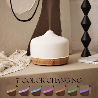 Дифузор ароматної олії Porseme 500 мл, скляний, ультразвуковий, з LED-підсвіткою 7 кольорів, для ефірних олій, тихий, для дому (Rosegold)