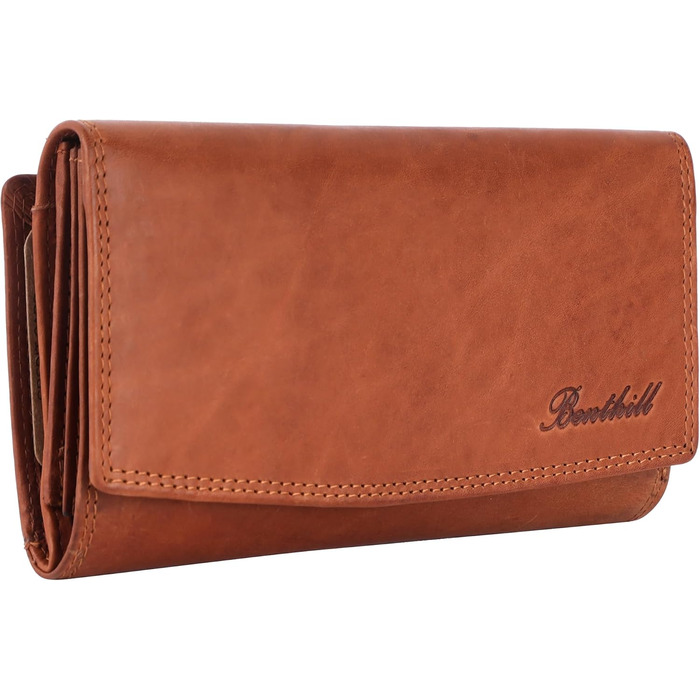 Benthill Women's Wallet Large Genuine Leather | Large Wallet XXL with RFID Protection | Vintage Genuine Leather Women's Wallet with Many Card Slots including Gift Box, Color: Brown