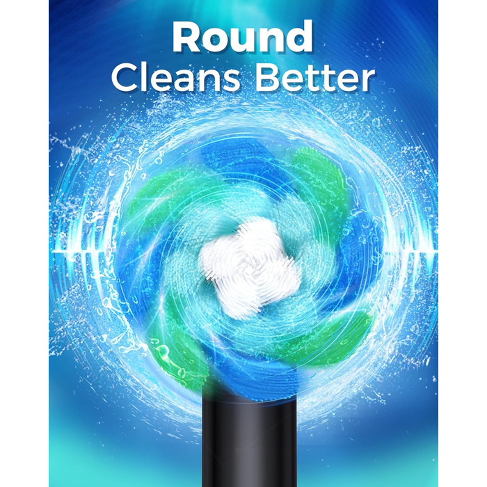 Електрична зубна щітка Rotierende для дорослих з 8 насадками, 4 режимами чищення, акумулятором на 60 днів та Smart-таймером на 2 хвилини - професійна електрична зубна щітка (чорна)