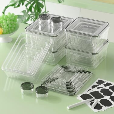 Набір контейнерів для зберігання продуктів 54 шт. з кришкою, BPA-free, витікання неможливе, пластикові контейнери для кухні та комори