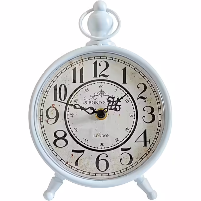 HZDHCLH Retro Silent Roman Table Clock for Living Room Bedroom Office Art Desk Clock (Pure White)