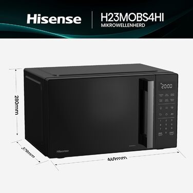 Мікрохвильова піч Hisense H20MOBS4HI 23 л з InverterTech, керамічним покриттям та цифровим керуванням