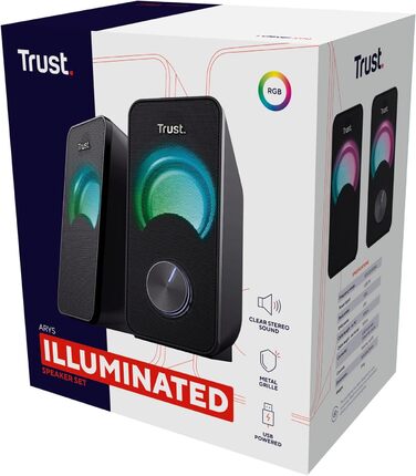 Комп'ютерна акустика Trust Arys 2.0: 28 Вт, USB, AUX, RGB, для ПК, ноутбука, смартфона